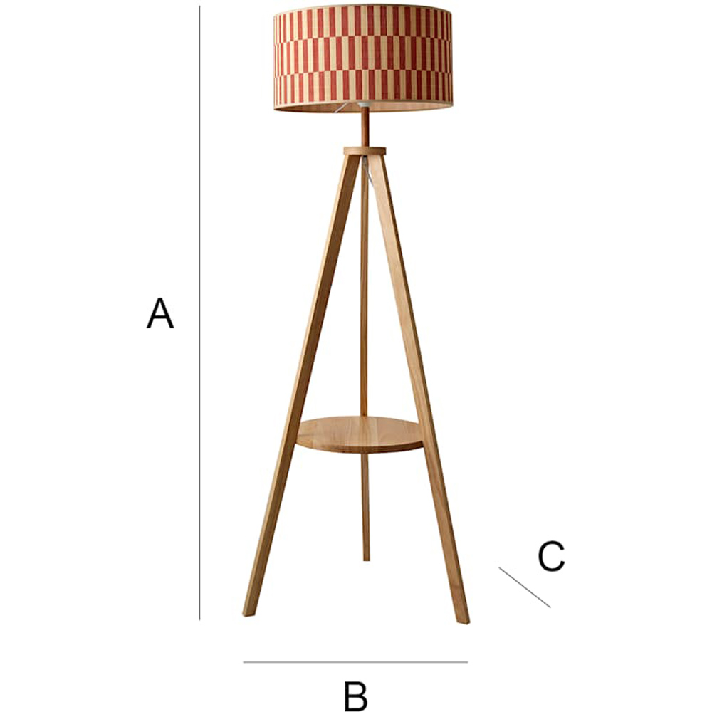ValueLights Morrigan Orange Checkerboard Bamboo Shade Shelf Tripod LED Floor Lamp with Bulb Image 7