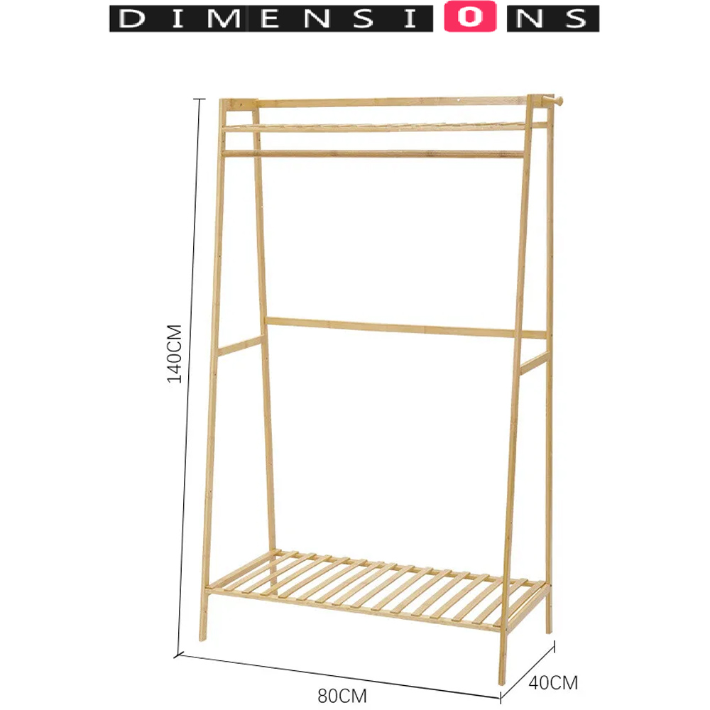 Modcraft 2 Shelf Heavy Duty Bamboo Clothes Rail Image 6