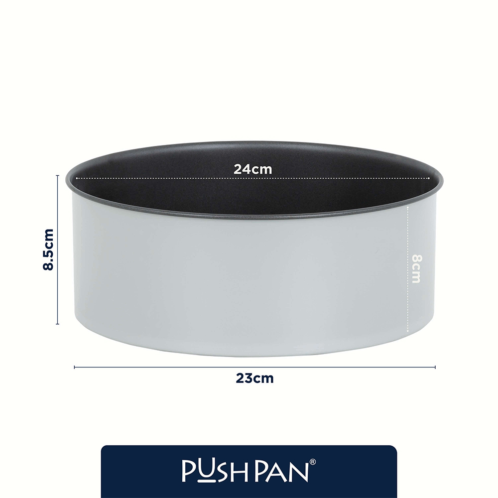 Wham PushPan 23cm Set of 2 Light Grey and Pewter Deep Tin Image 9
