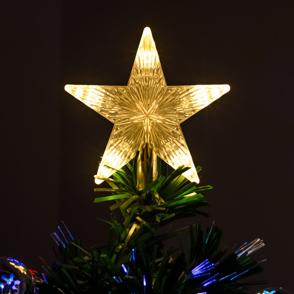 The Christmas Centre Multicolour LED Green Fibre Optic Artificial Xmas Tree with Baubles 5ft Image 4