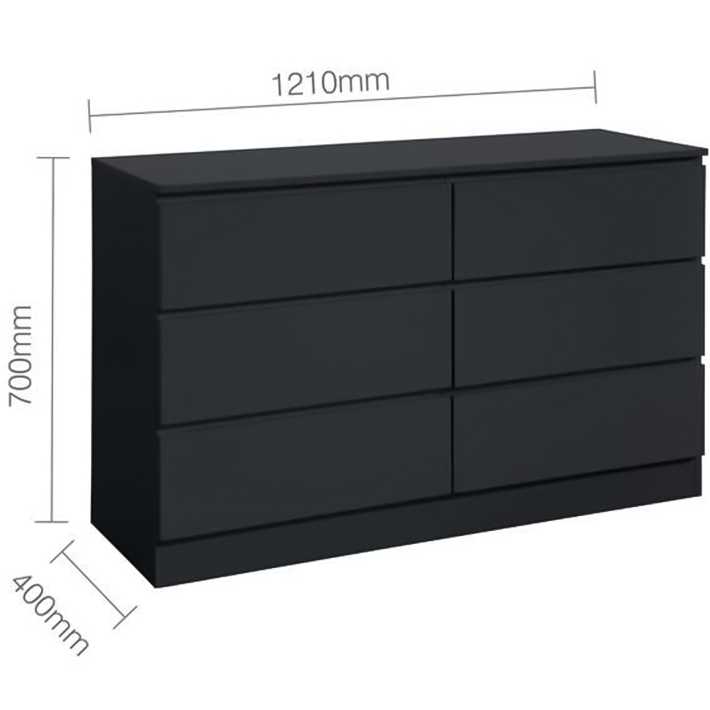 Oslo 6 Drawer Black Chest of Drawers Image 9