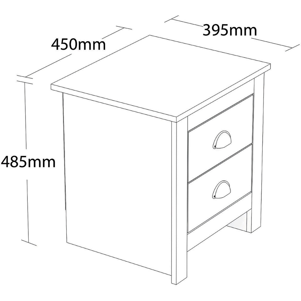 Lexington 2 Drawer White Bedside Table Image 5
