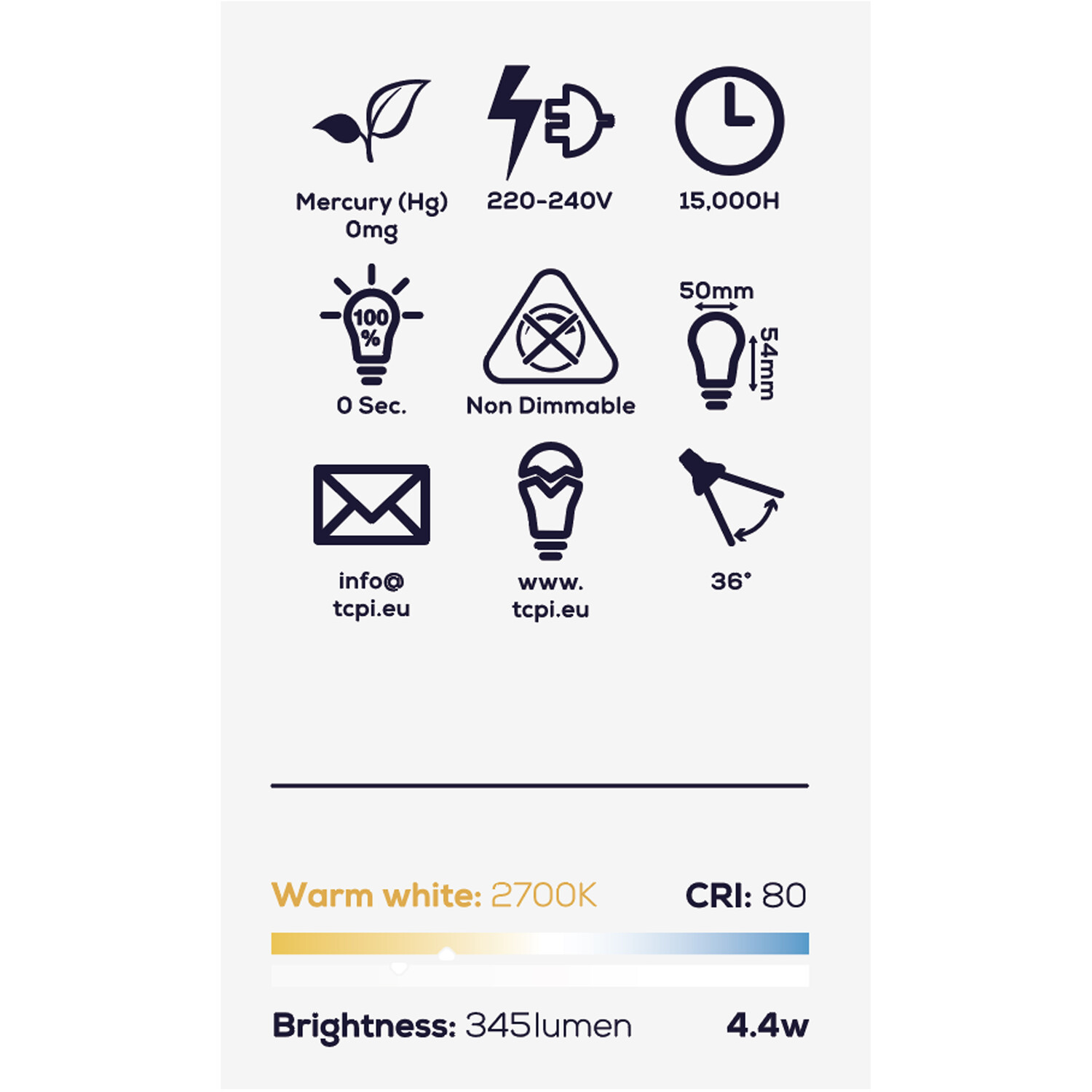 TCP LED White GU10 345L Bulbs - Warm White / 5 Image 3