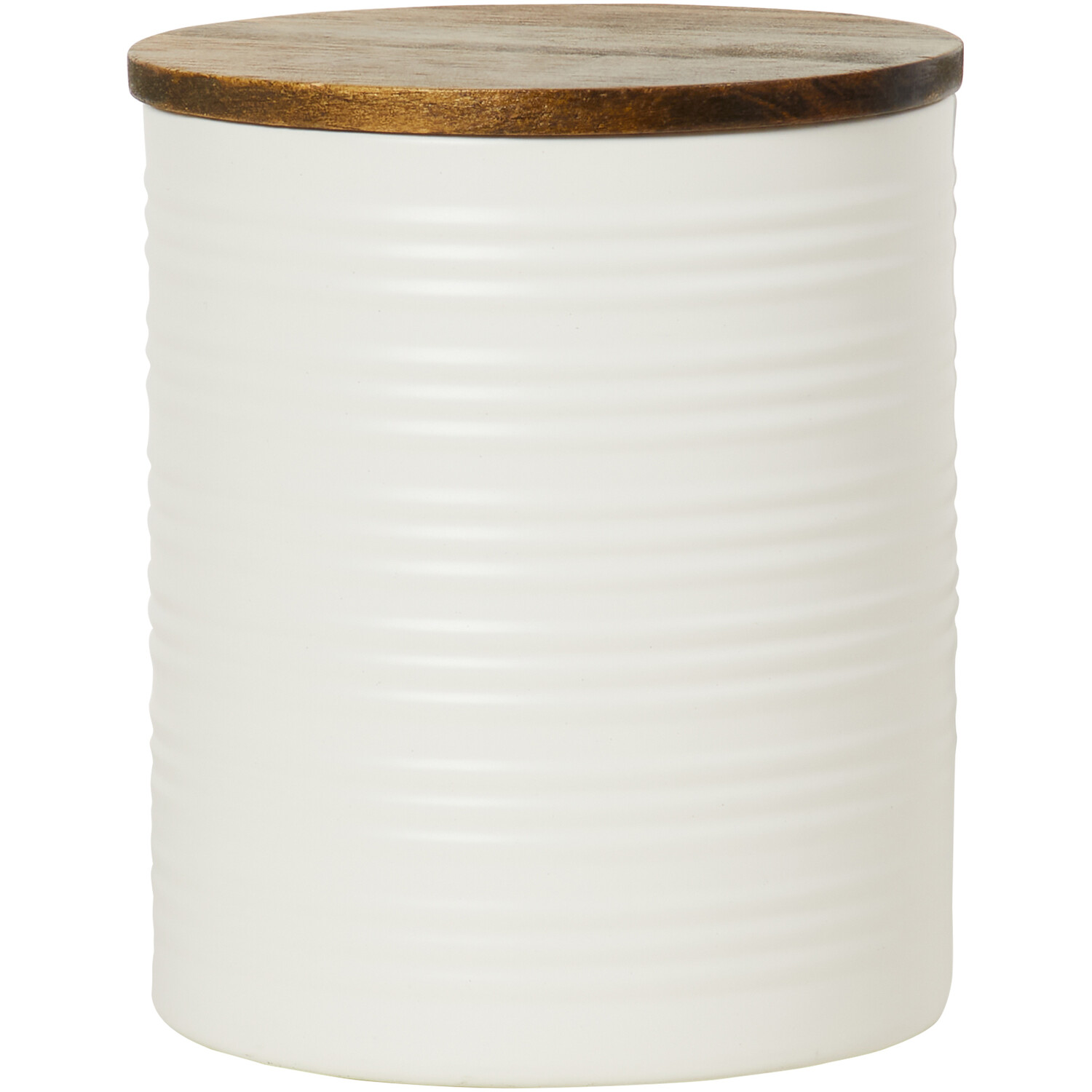 Malmo Embossed Canister with Acacia Lid - Cream Image 2