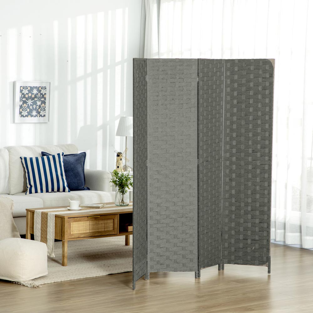 Portland 4 Panel Grey Folding Privacy Screen 169.5 x 159.5cm Image 2