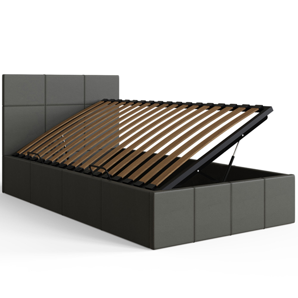 GFW Single Grey Faux Leather Side Lift Ottoman Bed with Bonnell Mattress Image 5