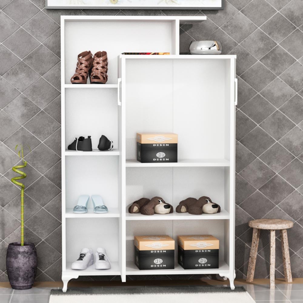 Decorotika Gupse 2 Door 4 Shelf White Storage Cabinet Image 3
