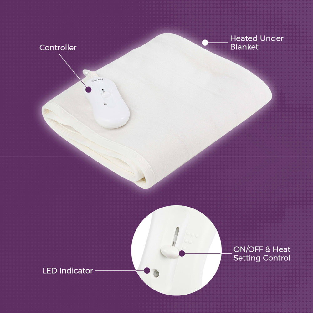Carmen Super King Size White Heated Electric Under Blanket Image 6