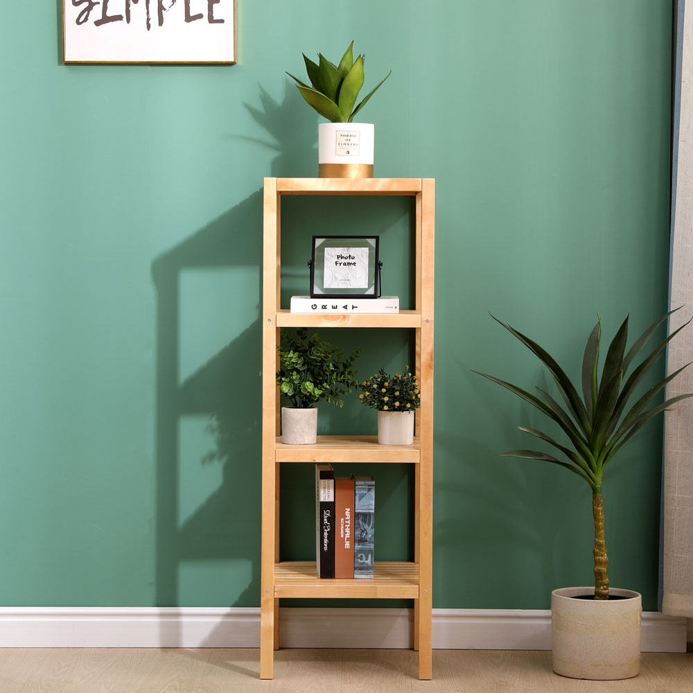 FurnitureHMD 3 Shelf Natural Birch Wood Bookcase Image 8