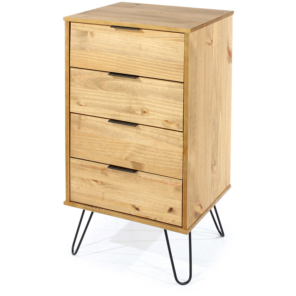 Core Products Augusta 4 Drawer Pine Narrow Chest of Drawers Image 3