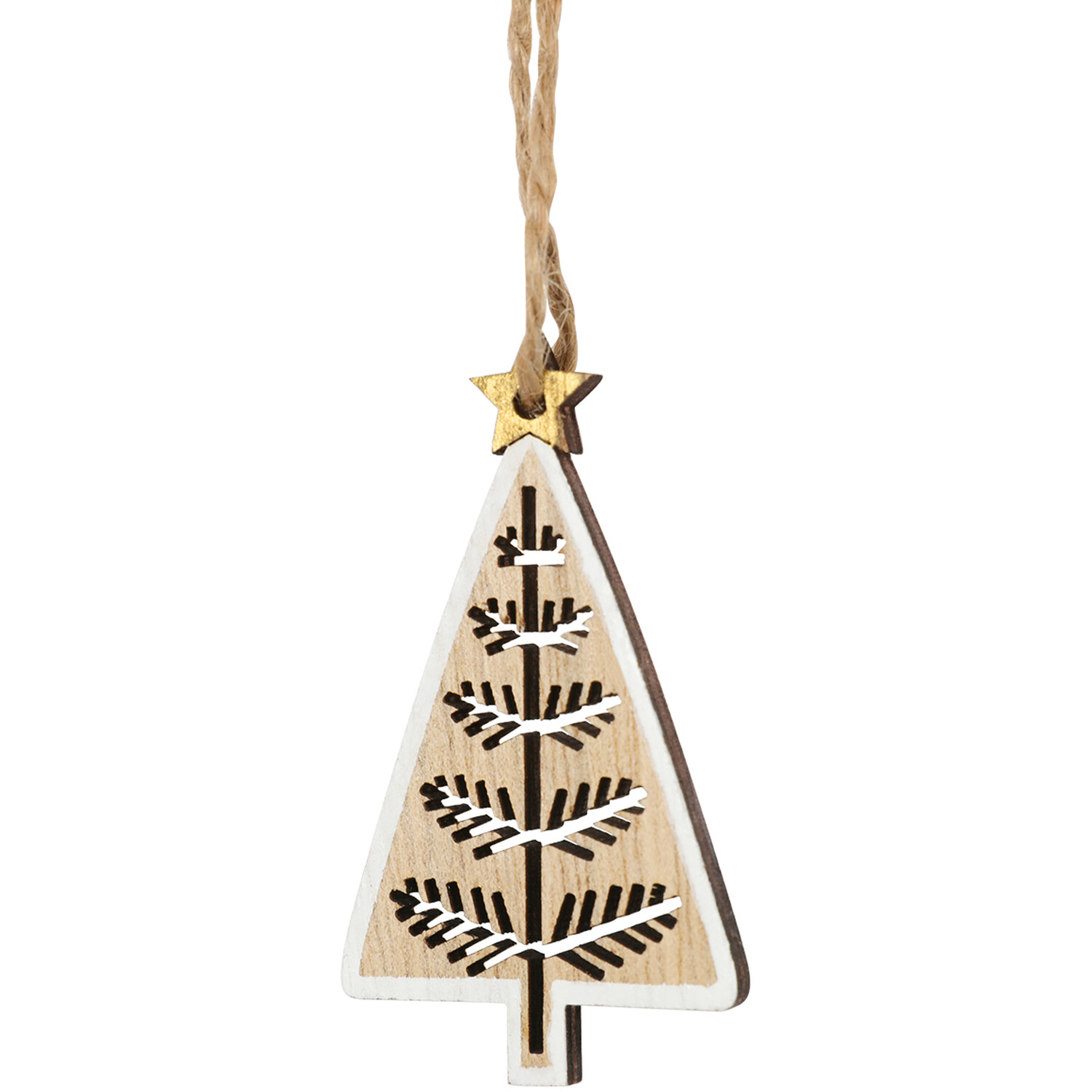 Set of 8 Wooden Tree Hanging Decorations Natural Image 7