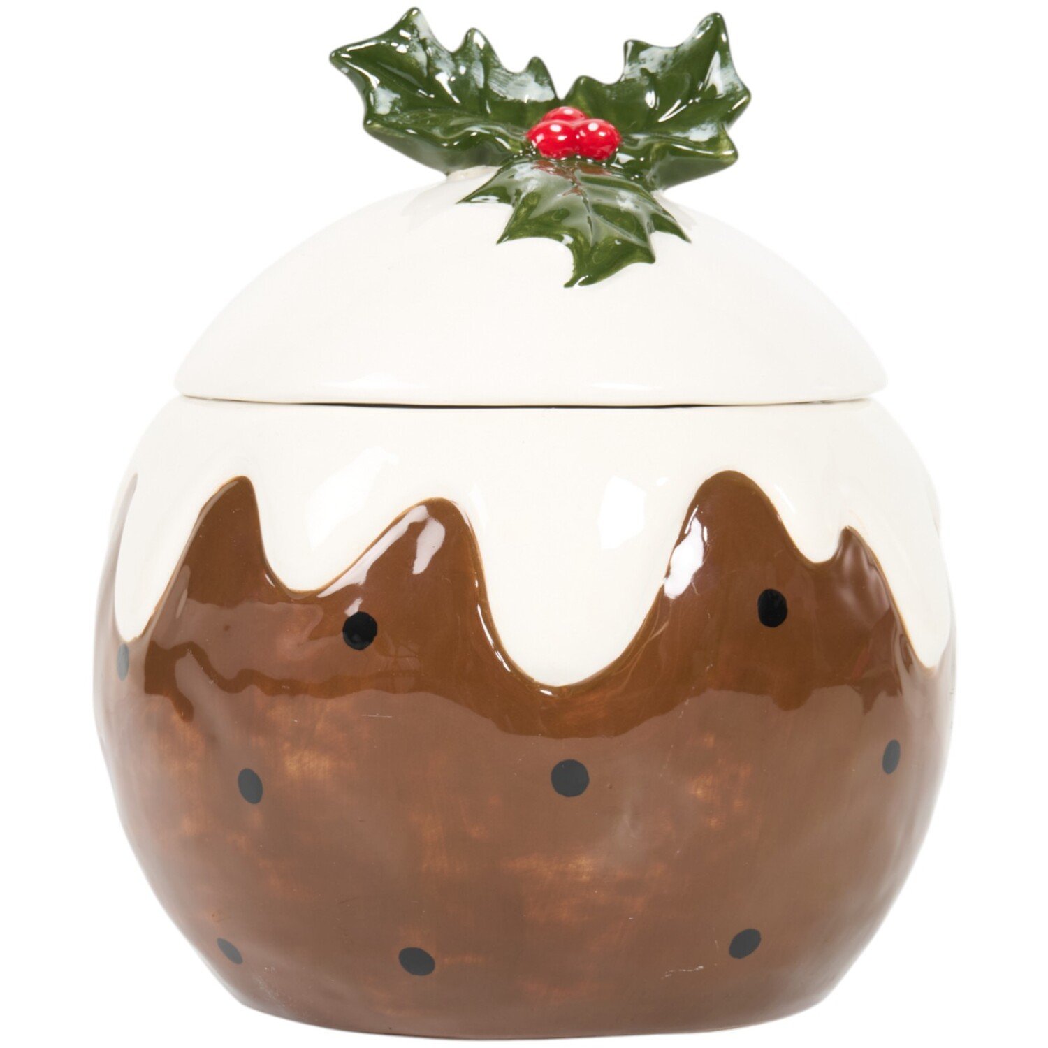 Christmas Pudding Cookie Jar Brown Image 1