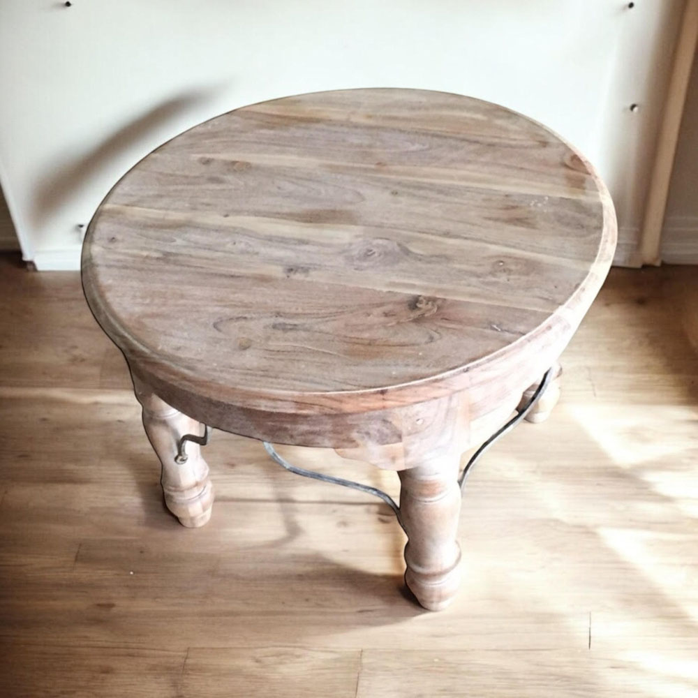 Acacia Home Light Wood Round Table Image 3