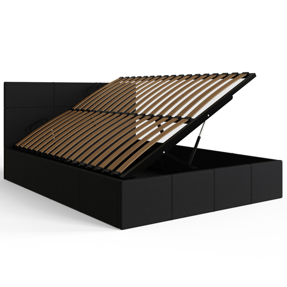 GFW King Size Black Faux Leather Side Lift Ottoman Bed with Bonnell Mattress Image 5