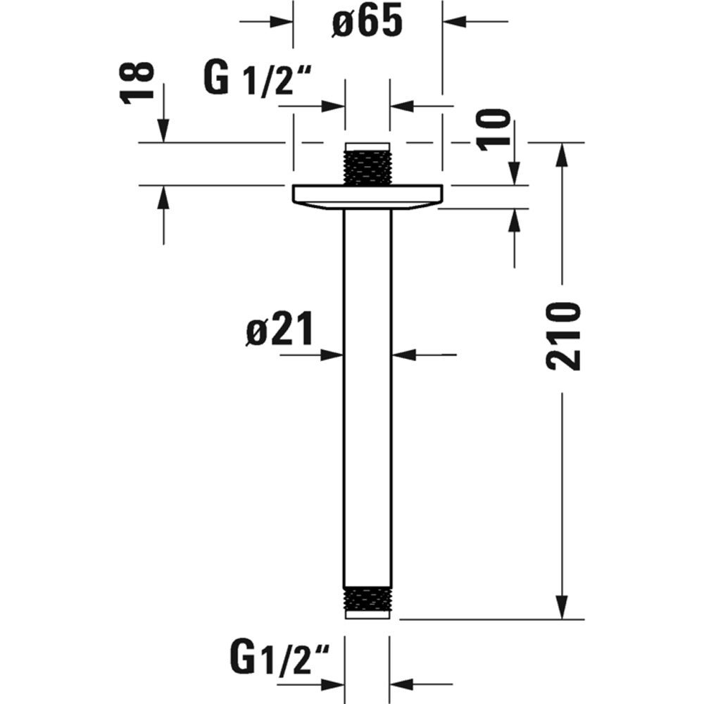 Duravit Chrome Ceiling Shower Arm 200mm Image 2
