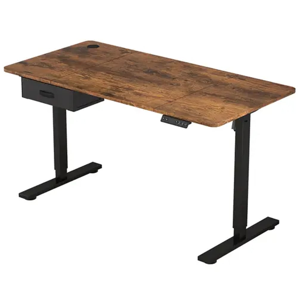 Easton Height Adjustable Electric Computer Desk Brown Image 2