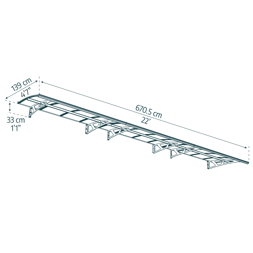 Palram Canopia Amsterdam 6690 Grey Clear Door Canopy 6.7 x 1.4m Image 6