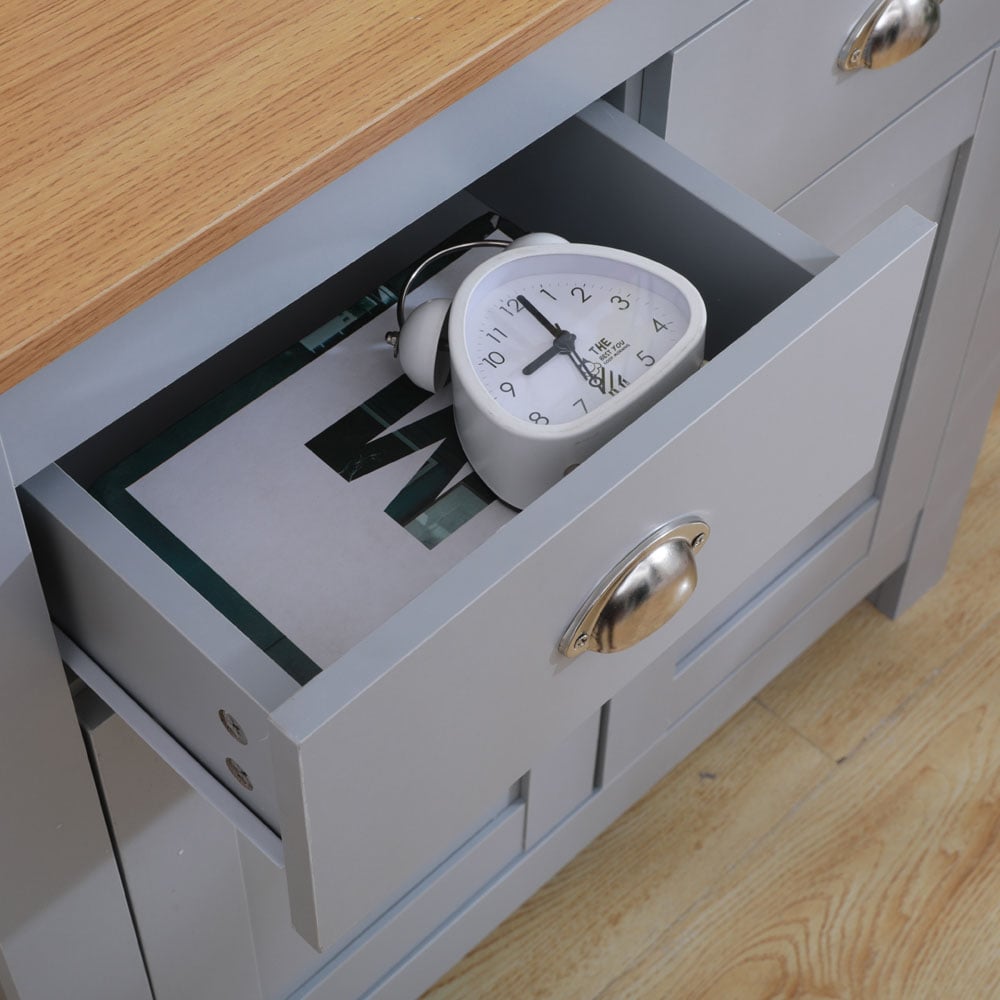 FurnitureHMD 2 Door 2 Drawer Grey and Oak Effect Wooden Sideboard Image 5