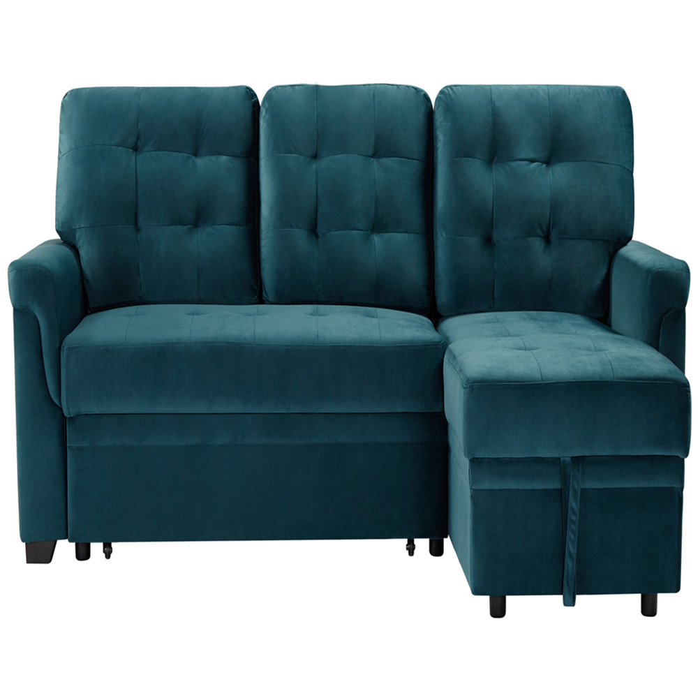 Furniture One 3 Seater Green Corner Storage Sofa Bed Image 2