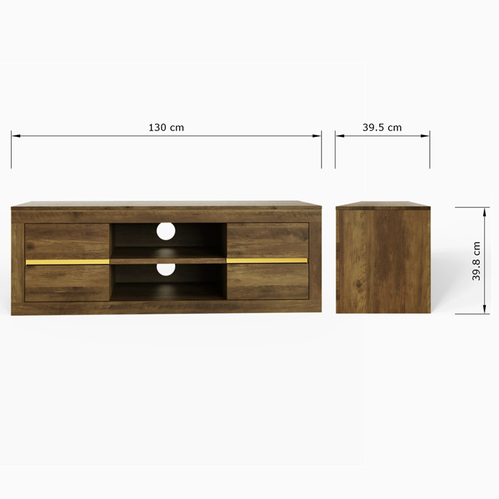 GFW Astley 4 Drawer 2 Open Shelf Knotty Oak TV Unit Image 7