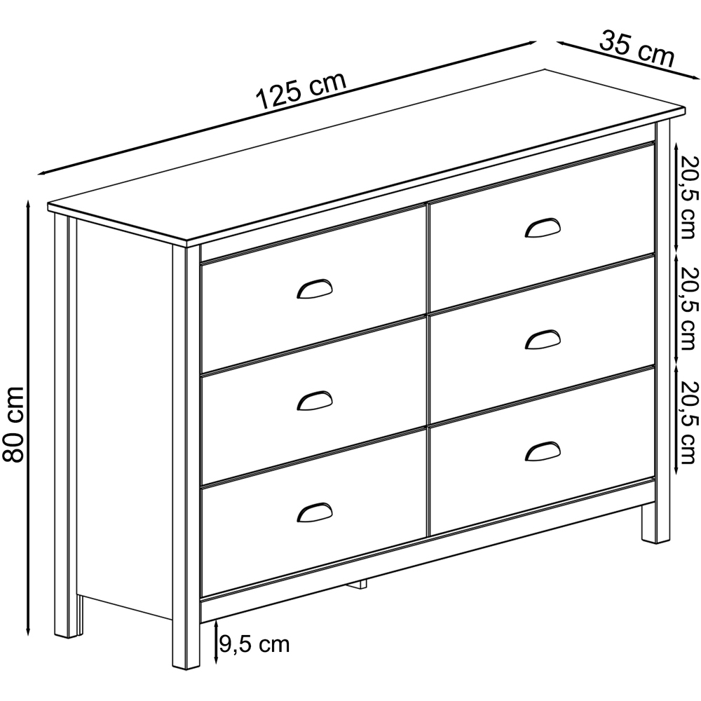 Loft24 Salva 6 Drawer White Gloss and Grey Brushed Pine Chest of Drawers Image 8