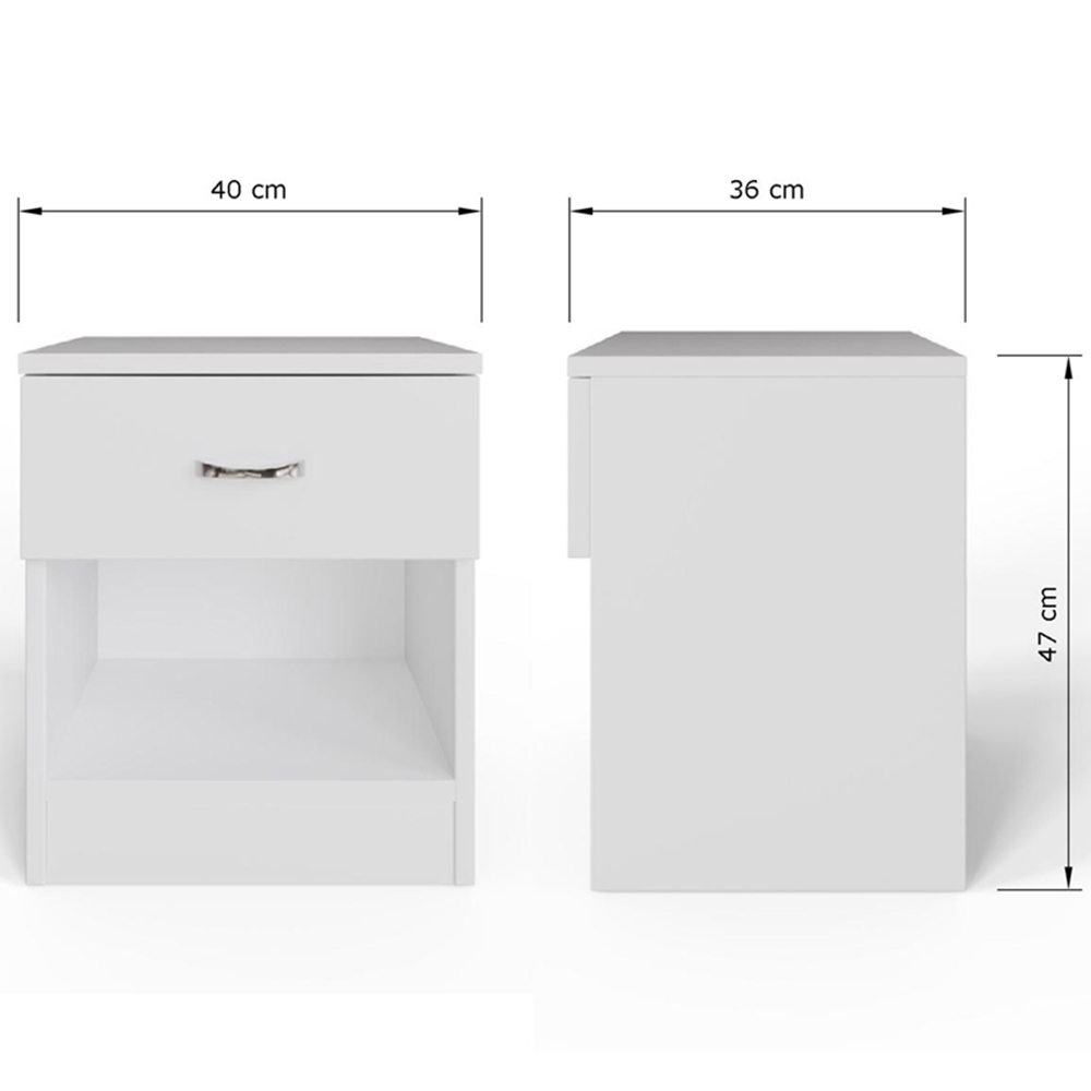 FWStyle Promo Single Drawer White Modern Bedside Table Set of 2 Image 6