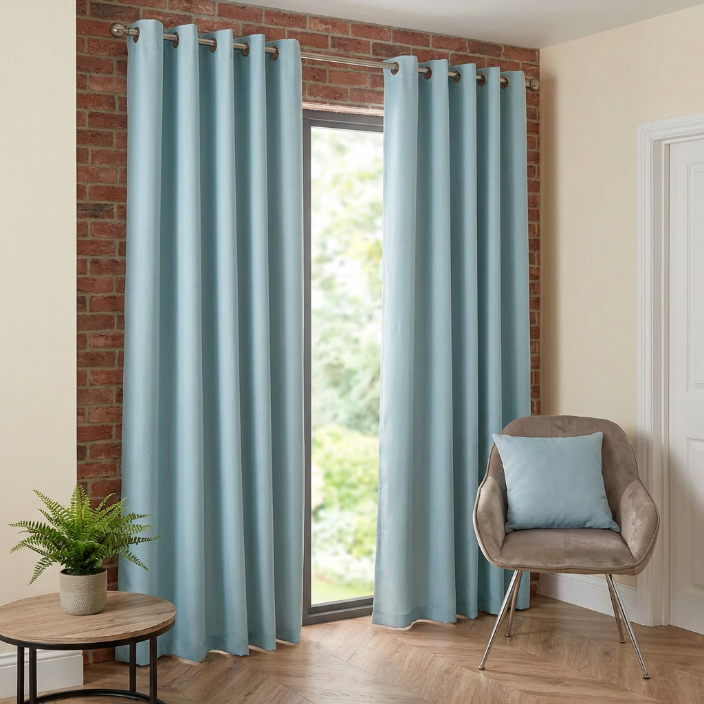 Taylor Blackout Eyelet Curtains - Duck Egg / 183cm / 168cm Image 4