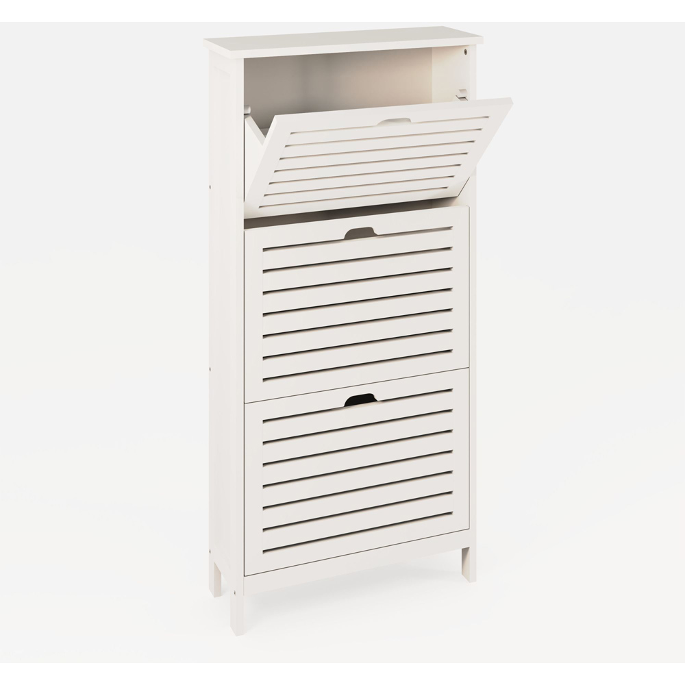 GFW Bergen White 3 Tier Shoe Cabinet Image 4
