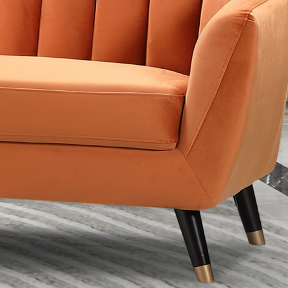 Morgan 3 Seater Orange Plush Velvet Sofa Image 3
