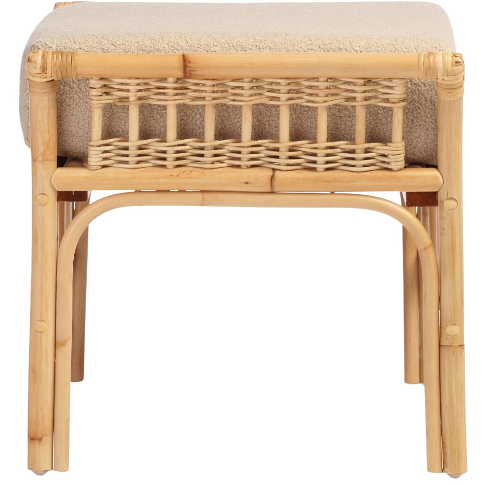 Desser Furniture Bejing Natural Rattan Latte Boucle Footstool Image 4