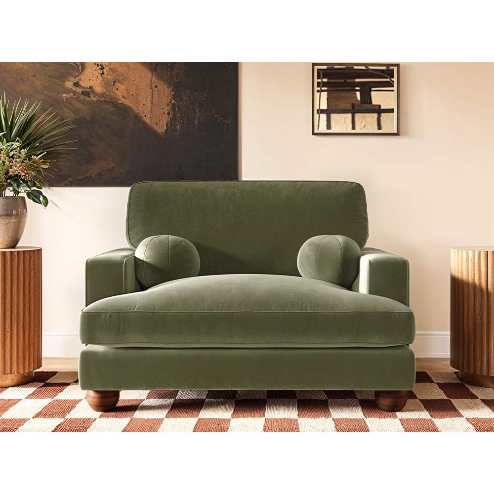 Solace+Co Addison Khaki Green Velvet Loveseat Sofa Image 4