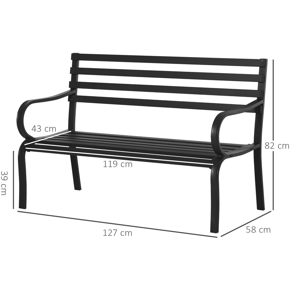 Outsunny 2 Seater Black Metal Garden Bench Image 7