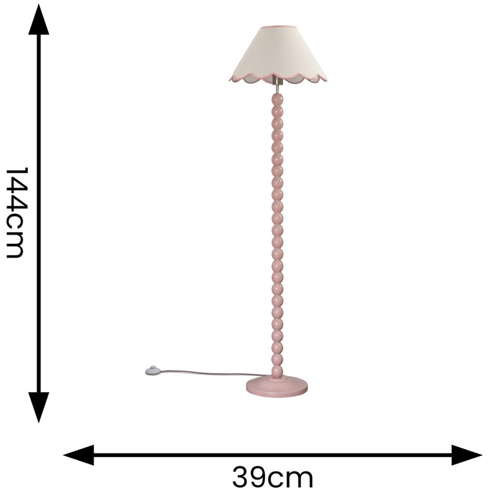 ValueLights Bobbins Pink Scallop Shade Rose Pink LED Floor Lamp Image 6