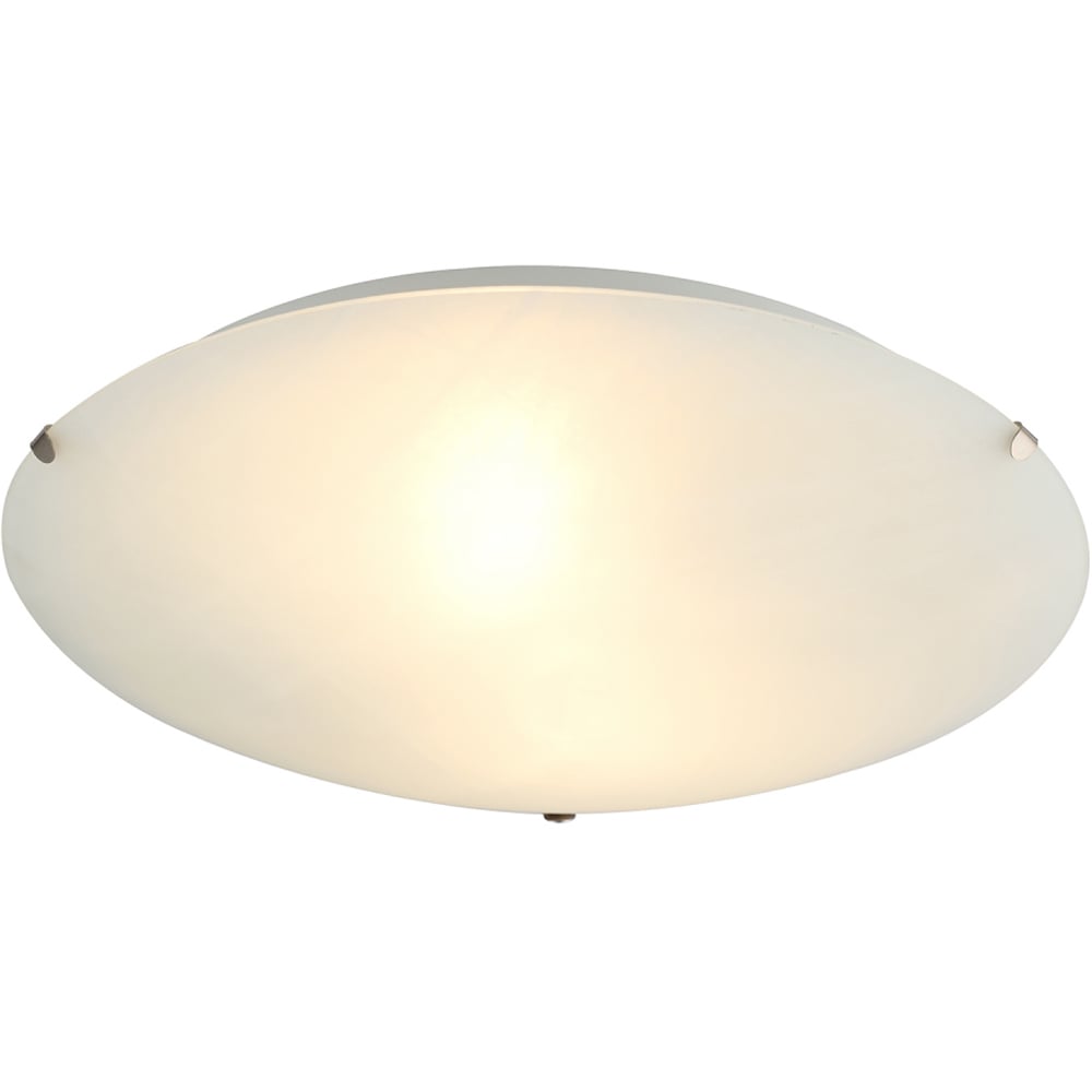 Happy Homewares Alabaster Circular White Glass IP20 Flush Ceiling Light Image 3