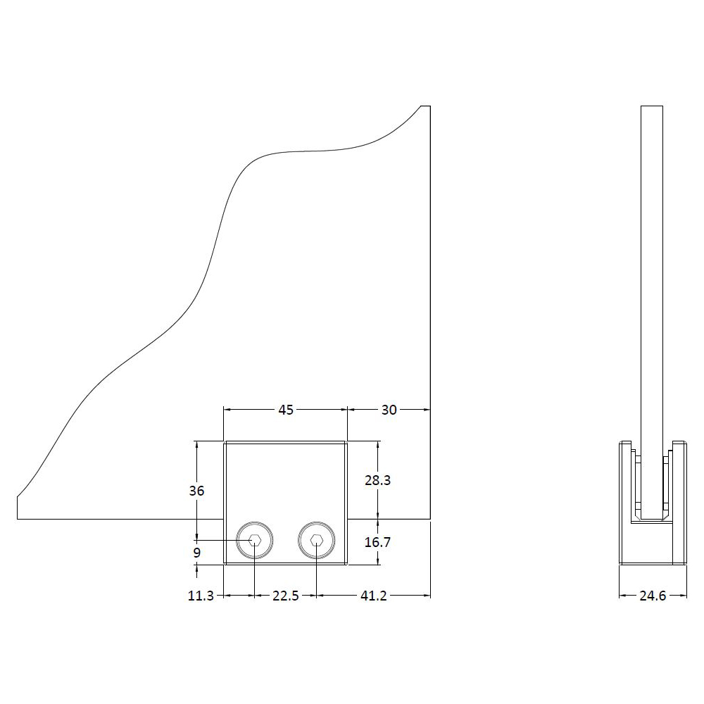 nuie Black Wetroom Foot and Wall Bracket 45 x 45mm Image 3