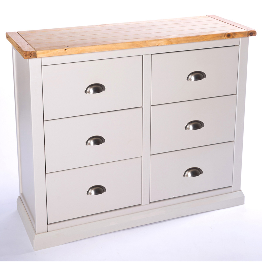 Cabinet Bits Loreo 6 Drawer Grey Chrome Cup Handle Chest of Drawers Image 4