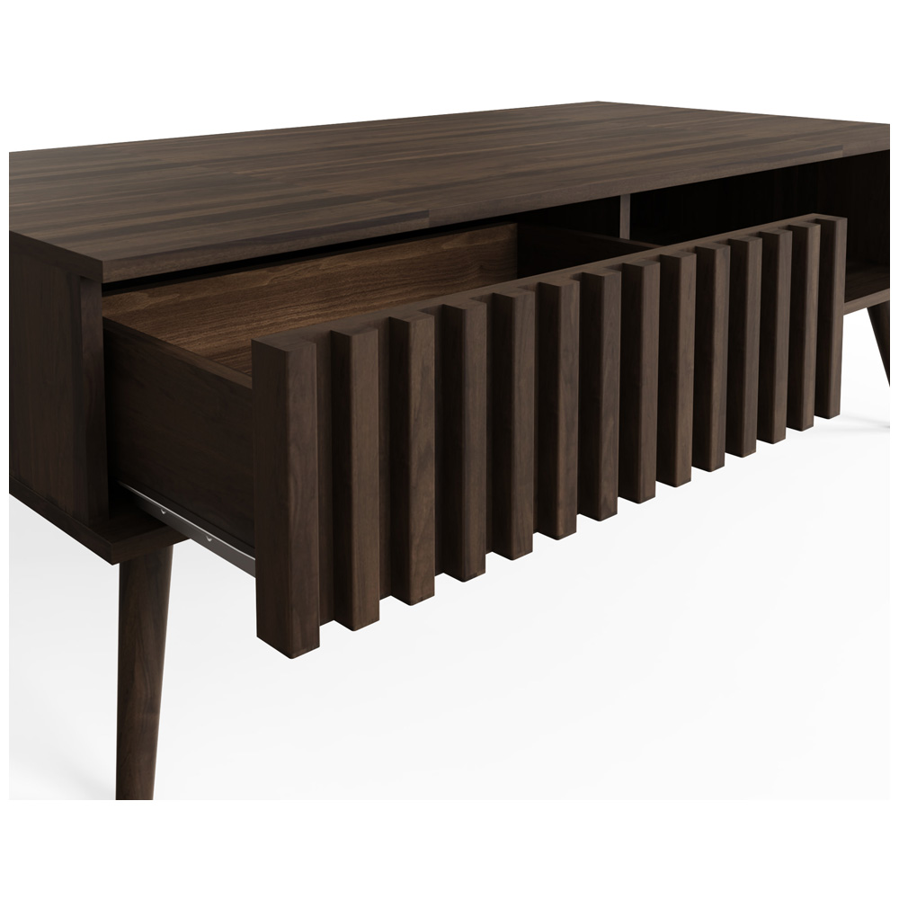 GFW Rowan Single Drawer Single Shelf Walnut Slatted Coffee Table Image 4
