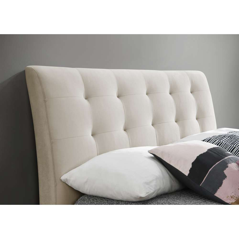 Hemlock Small Double Warm Stone Velvet Bed Frame Image 6
