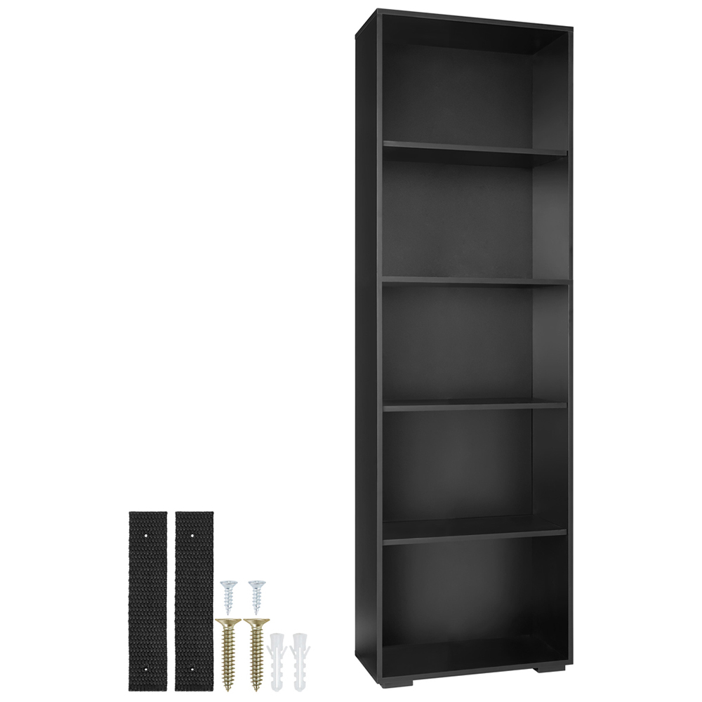 tectake Lexi 5 Shelf Black Bookshelf Image 4