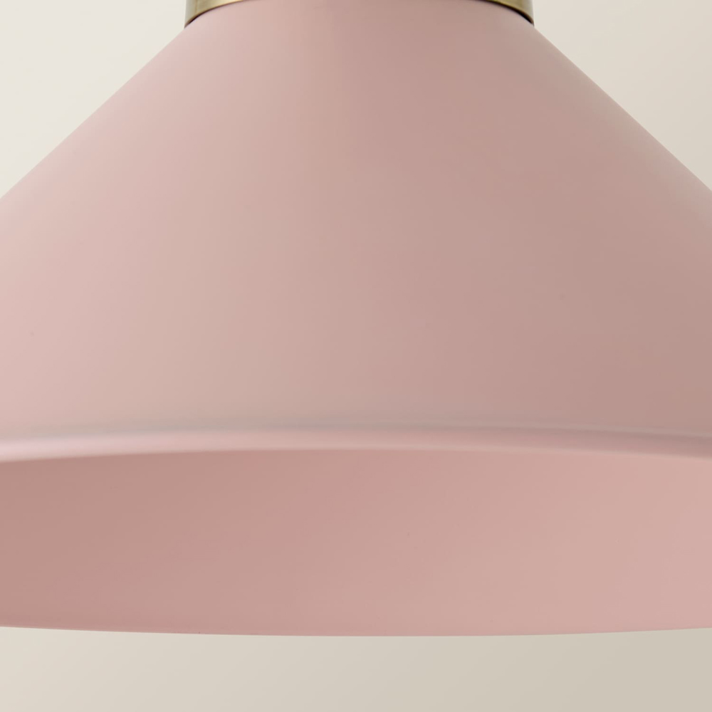 ValueLights Blush Pink Tapered Metal Shade with Rolled Edge and Metallic Fitting Image 5