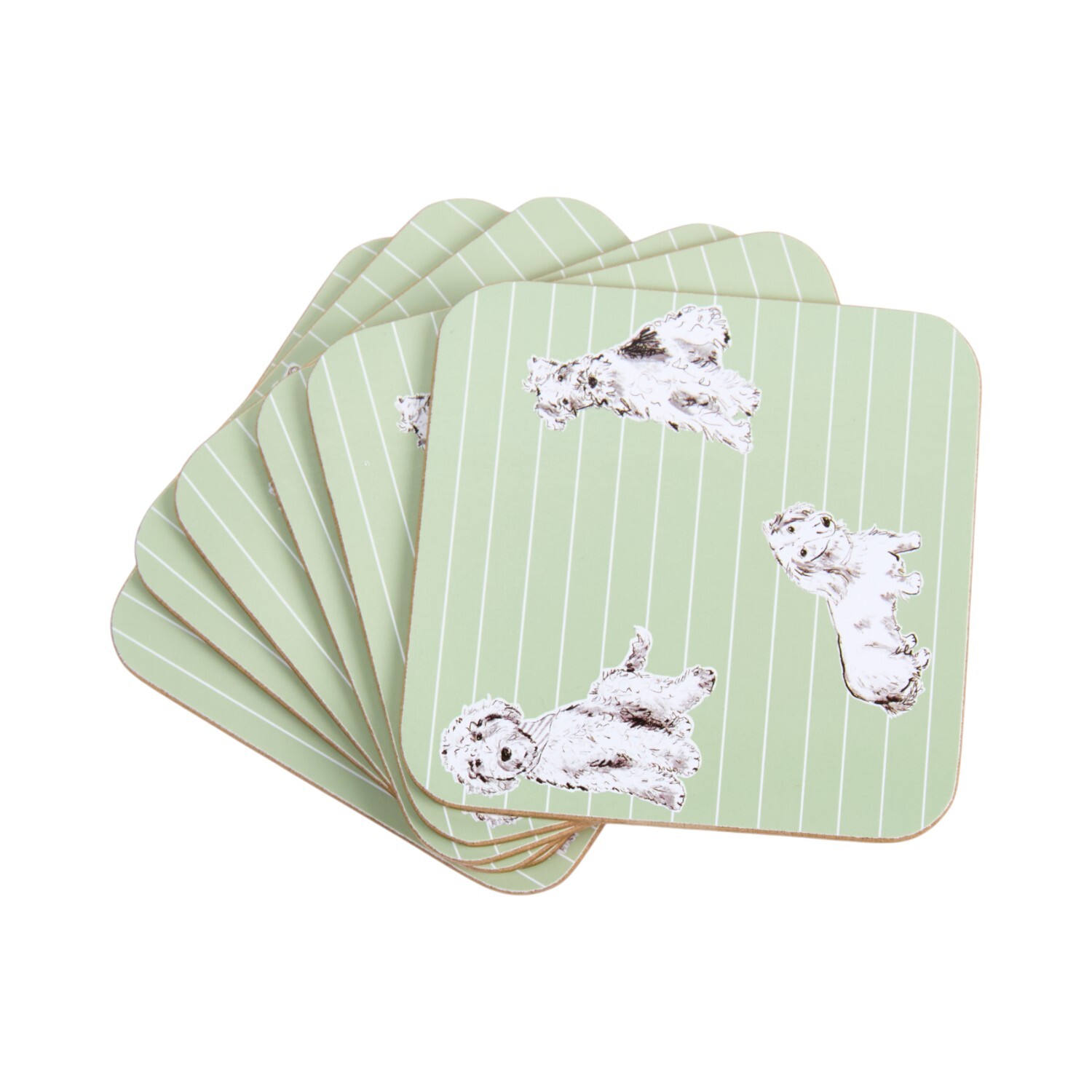 Pack of 6 Waggy Tails Coasters Green Image 2