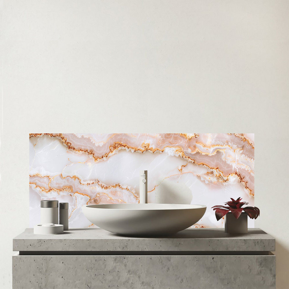 Warren Reed Designer Peach Quartz Effect Bathroom Splashback 25 x 60cm Image 1