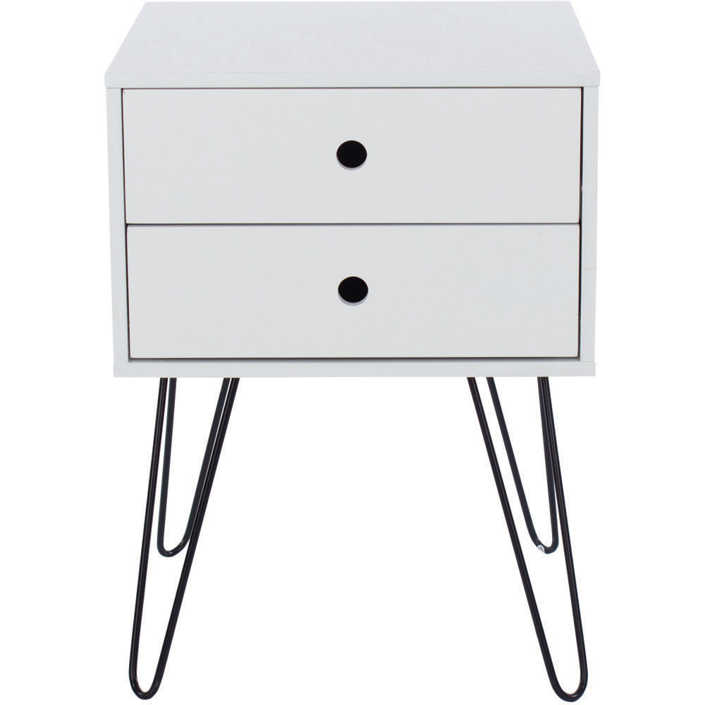 Telford 2 Drawer White Metal Legs Bedside Table Image 5
