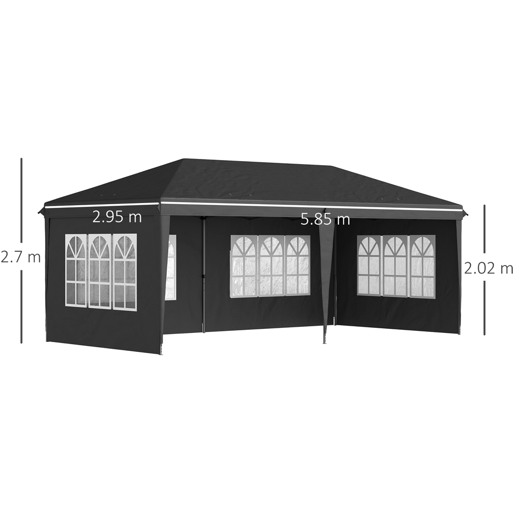 Outsunny 3 x 6m Black Pop Up Gazebo with Sidewalls Image 7