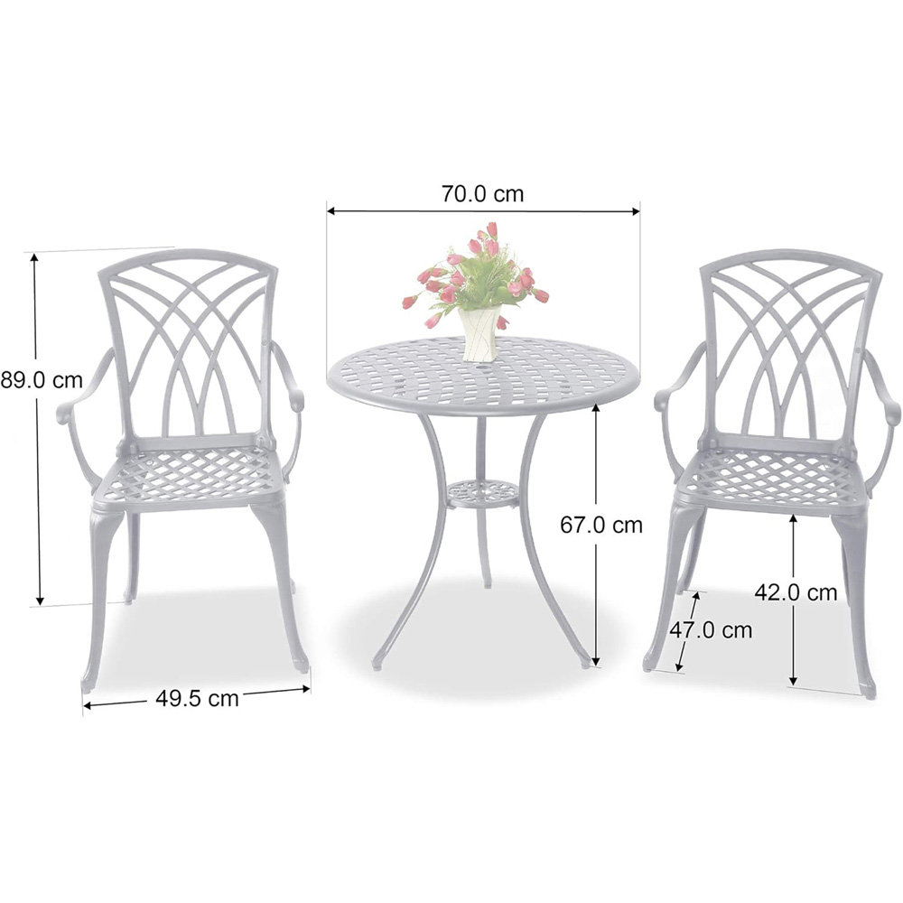 Centurion Oshowa 2 Seater Grey and Green Cast Aluminium Garden Bistro Set with Cushions Image 9