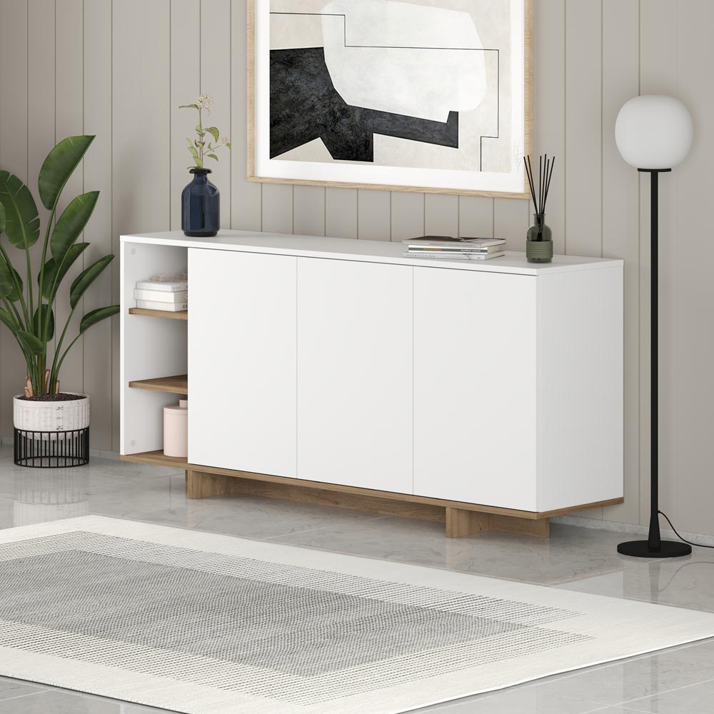 Decortie Stockton 3 Door White Oak Effect Sideboard Image 5
