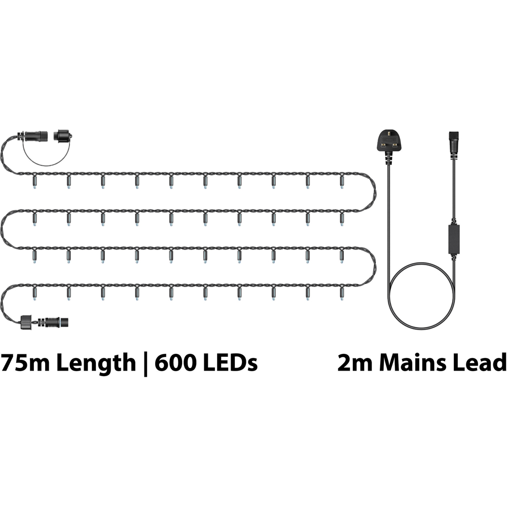 Eagle Connect Gold LED Black String Light 75m Image 6
