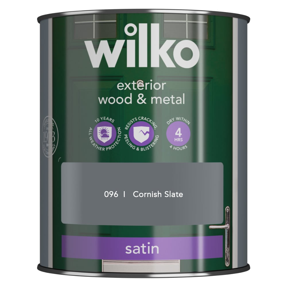Wilko Wood & Metal Cornish Slate Satin Paint 750ml Image 2