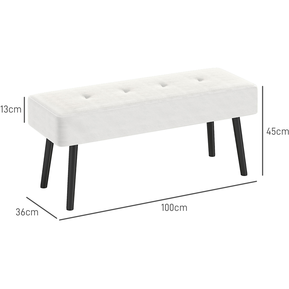 Portland Cream White End of Bed Bench with Thick Padding Image 9