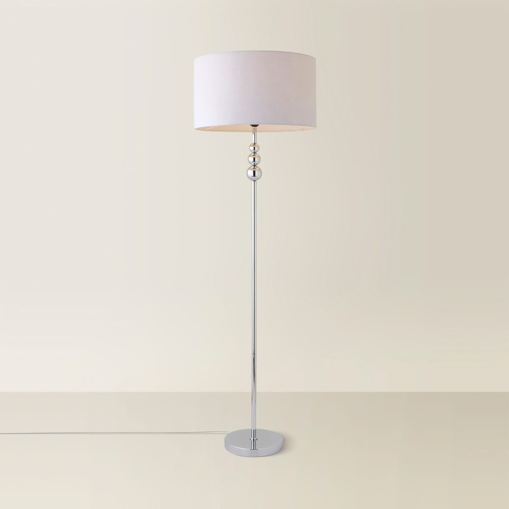 ValueLights Marissa Reni Grey Shade and Chrome Ball LED Floor Lamp Image 5